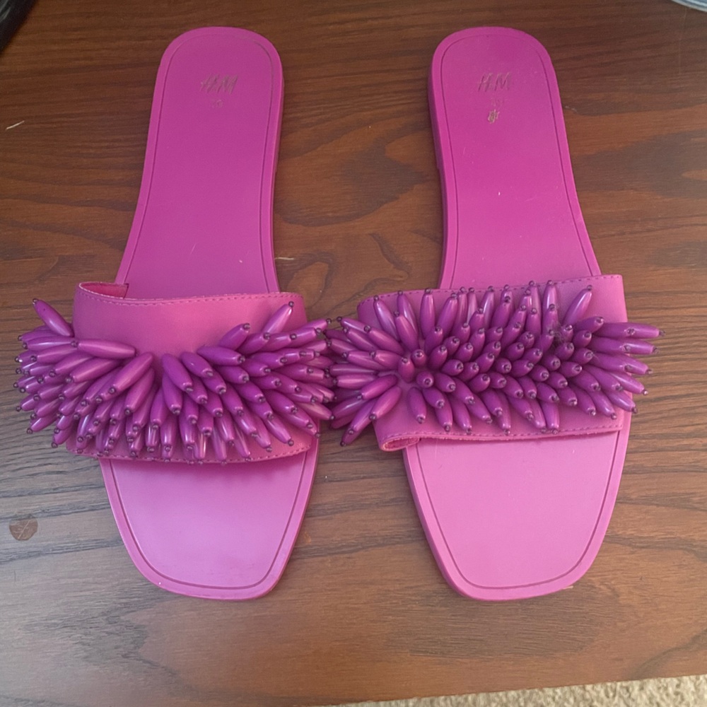 Purple Beaded Slides
